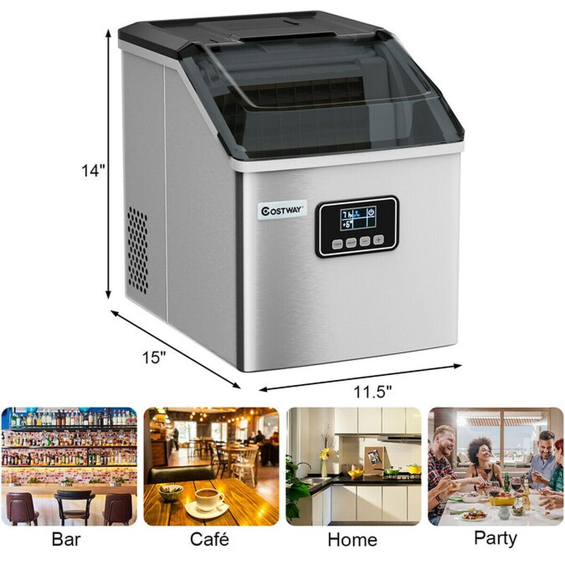 Costway 48-Lbs. Ice per Day Freestanding Cubed Ice Maker ( Sliver )