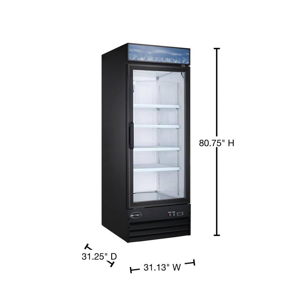 34 In. W 23 Cu. Ft. One Glass Door Commercial Merchandiser Freezer Reach In