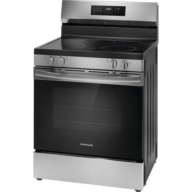 30-In Glass Top 5 Burners 5.3-Cu Ft Steam Cleaning Freestanding Electric Range (Fingerprint Resistant Stainless Steel)