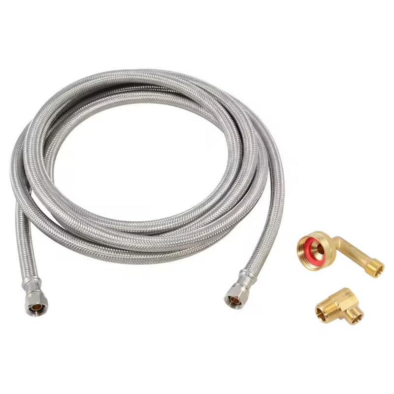 5-Ft 3/8-In Compression Inlet X 3/8-In Compression Outlet Braided Stainless Steel Dishwasher Installation Kit