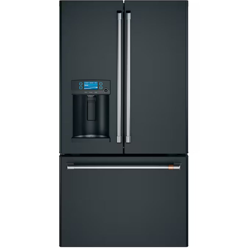 Counter-Depth 22.2-Cu. Feet 3 -Door Smart Compatible French Door Refrigerator with Ice Maker with Water and Ice Dispenser ( Matte Black ) ENERGY STAR Certified