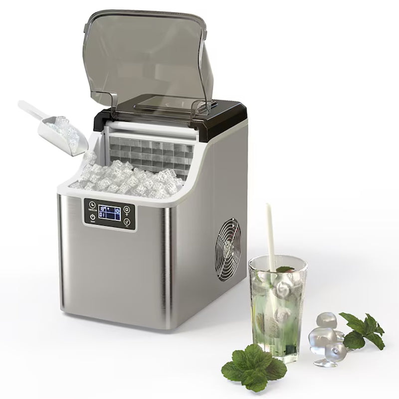 Electric Countertop Ice Maker 40-Lbs. Ice per Day Countertop or Portable Cubed Ice Maker ( Silver )