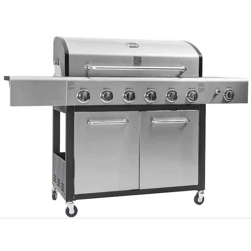 Stainless Steel 6-Burner Liquid Propane Gas Grill with 1 Side Burner