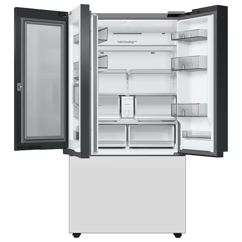 Standard-Depth Bespoke 30.1-Cu. Feet 3 -Door Smart Compatible French Door Refrigerator with Dual Ice Maker with Water Dispenser and Door within Door ( White Glass - All Panels ) ENERGY STAR Certified