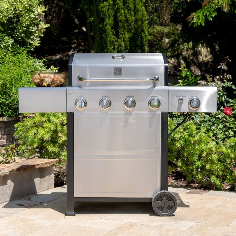 Stainless Steel 4-Burner Liquid Propane Gas Grill with 1 Side Burner