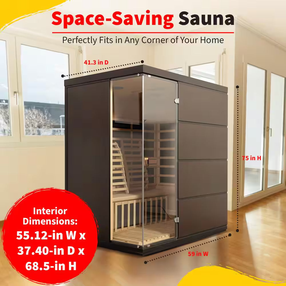 Sirona 3-Person Hemlock Infrared Sauna with 8 Carbon Heaters