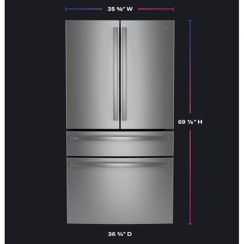 Profile Standard-Depth 29-Cu. Feet 4 -Door Smart Compatible French Door Refrirator with Ice Maker with Water Dispenser and Door within Door ( Finrprint-Resistant Stainless Steel ) ENERGY STAR Certified