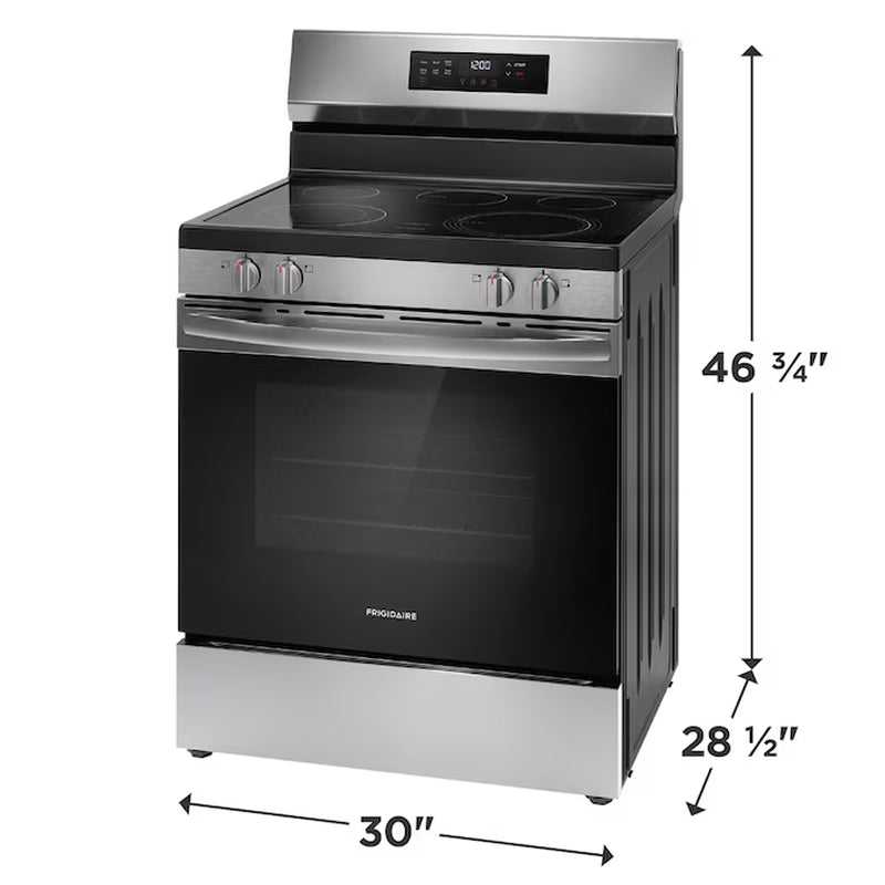 30-In Glass Top 5 Burners 5.3-Cu Ft Steam Cleaning Freestanding Electric Range (Fingerprint Resistant Stainless Steel)