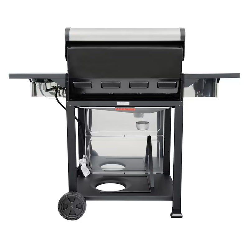 Stainless Steel 4-Burner Liquid Propane Gas Grill with 1 Side Burner