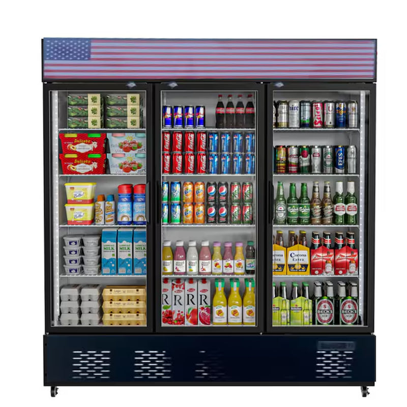 72-Inches W 200 -Can Capacity Black Built-In/Freestanding Indoor Beverage Refrigerator with Glass Door