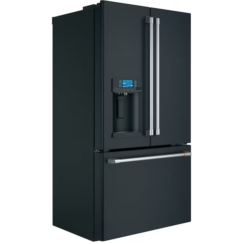 Counter-Depth 22.2-Cu. Feet 3 -Door Smart Compatible French Door Refrigerator with Ice Maker with Water and Ice Dispenser ( Matte Black ) ENERGY STAR Certified