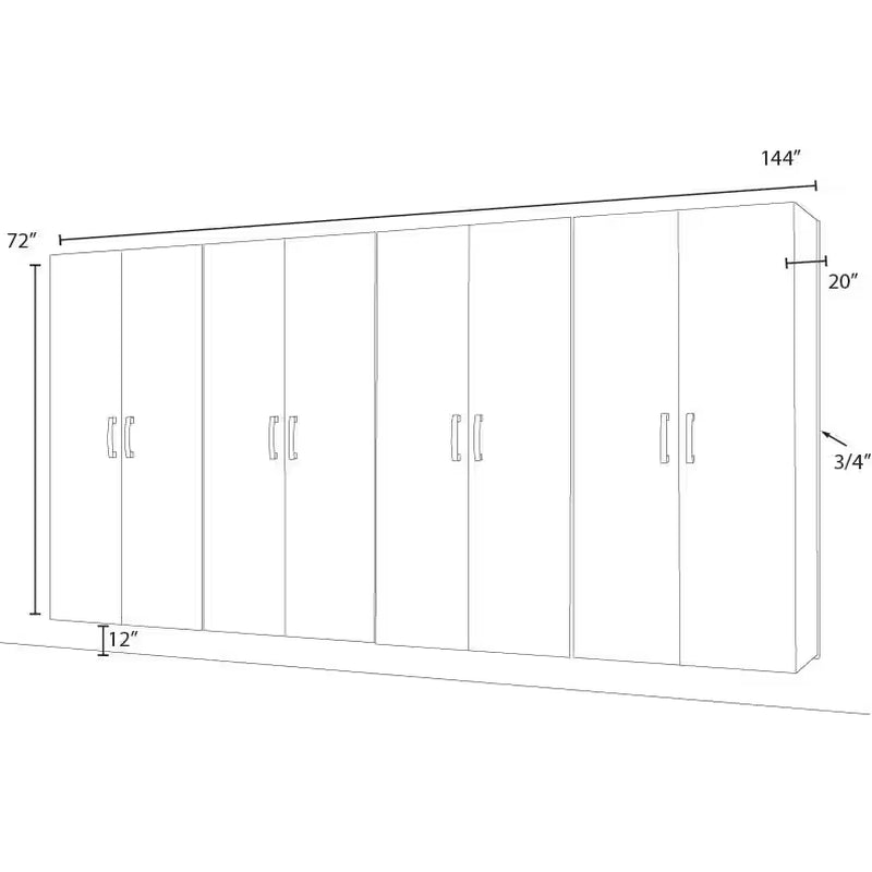 4-Piece Composite Wall Mounted Garage Storage System in Silver (144 In. W X 72 In. H X 21 In. D)