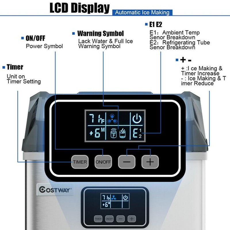 Costway 48-Lbs. Ice per Day Freestanding Cubed Ice Maker ( Sliver )