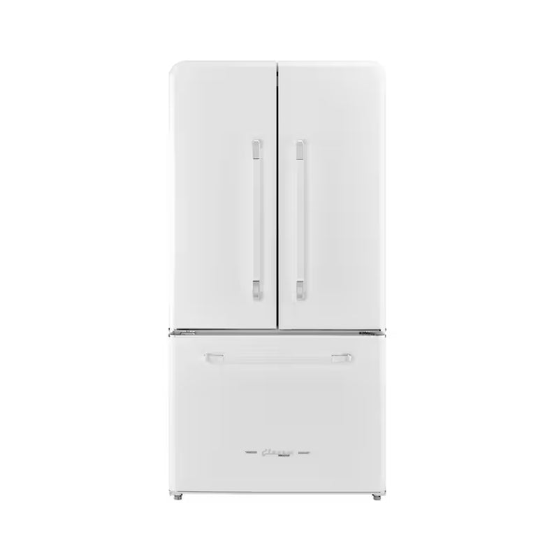 Classic Retro Counter-Depth 21.4-Cu. Feet 3 -Door French Door Refrigerator with Ice Maker with Ice Dispenser ( Marshmallow White ) ENERGY STAR Certified