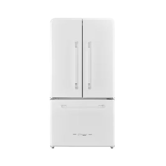 Classic Retro Counter-Depth 21.4-Cu. Feet 3 -Door French Door Refrigerator with Ice Maker with Ice Dispenser ( Marshmallow White ) ENERGY STAR Certified