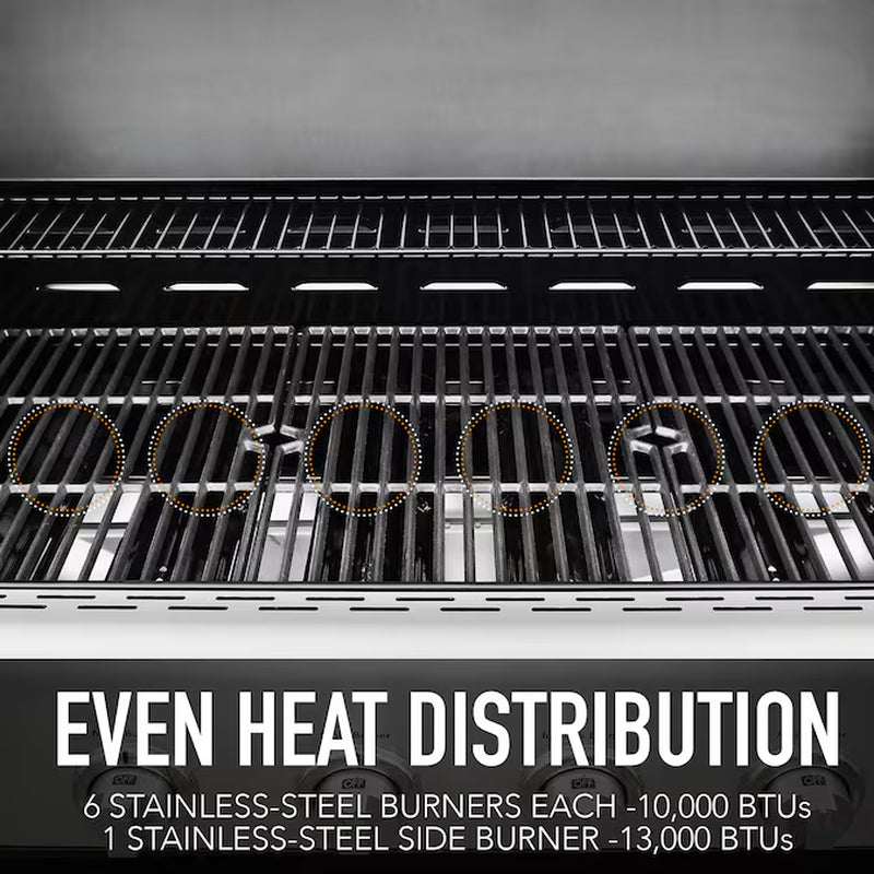 Stainless Steel 6-Burner Liquid Propane Gas Grill with 1 Side Burner