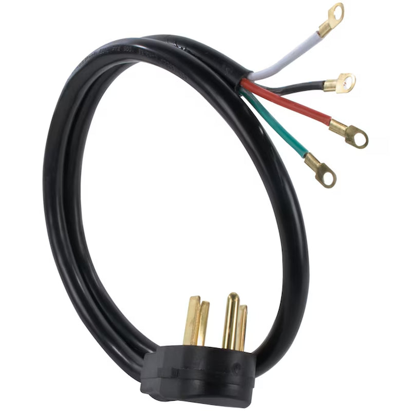 4-Ft 30 -Amp 4 -Prong Black Dryer Appliance Power Cord