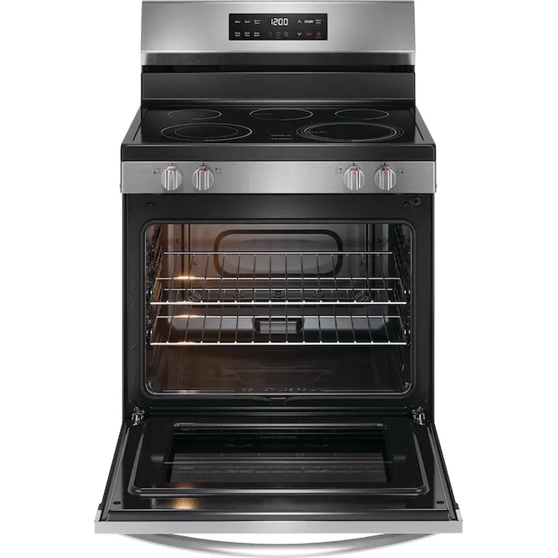 30-In Glass Top 5 Burners 5.3-Cu Ft Steam Cleaning Freestanding Electric Range (Fingerprint Resistant Stainless Steel)