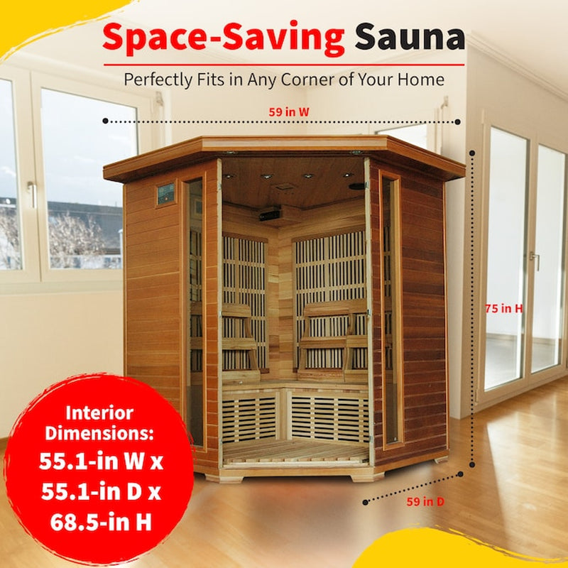 75-Inches H X 59-Inches W X 59-Inches D Western Cedar Infrared Sauna